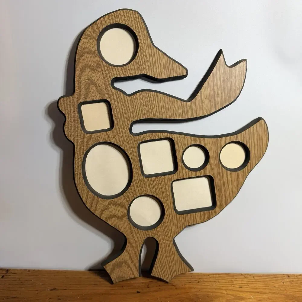 Large Vtg Wood Goose Collage Picture Frame 8 Photos 1990s Country Cottage 21'